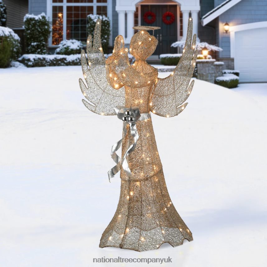 decoration | National Tree Company 53\ Champagne Gold Praying Angel with LED Lights F2L4F645